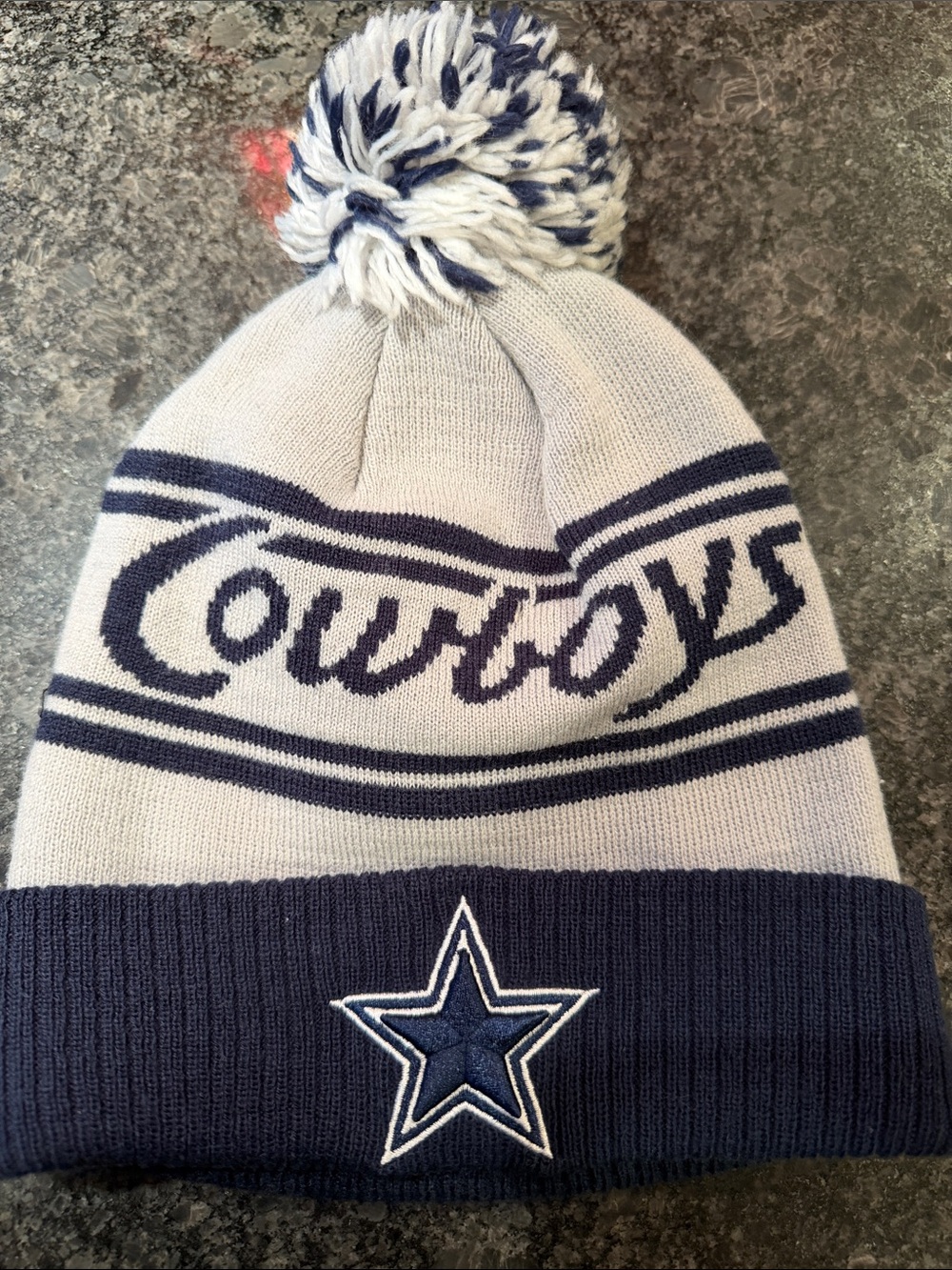 NFL Dallas Cowboys Knit Pom Beanie - Navy & White